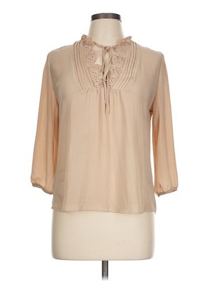 E&M Collection Women Brown 3/4 Sleeve Blouse L