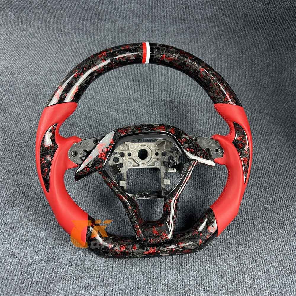 Steering Wheel for Honda Accord 2018-2023 Custom Forged Carbon Fiber Red Leather