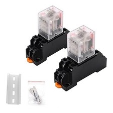 2 Pcs Electromagnetic Power Relays, Red Indicator Light, 8-Pin 8-Pin 110 VAC