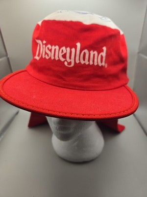 Vintage Disney Hat Cap Mickey Mouse Painters Red Disneyland w/ Flaps 80s