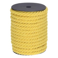 Cotton Rope 3 Strand Twisted Braided Rope Cord, Yellow 23m 10mm