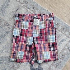 NWT Janie and Jack Boys Plaid Patchwork Adjustable Waist Shorts Sz12