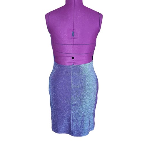 Vintage City Triangles Mini Dress Metallic Purple To Silver Change Women Size M - Picture 2 of 6