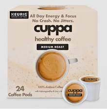Cuppa Healthy Mushroom Coffee Single Serve Pods (K-Cups) with Lion's Mane & Ashw