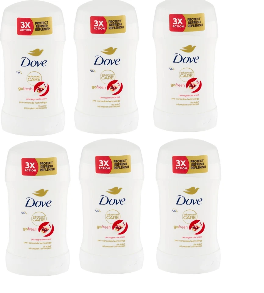 6X DOVE DEO STICK ADVANCED CARE POMEGRANATE SCENT 6X50ML EU SELLER - Image 1 of 1