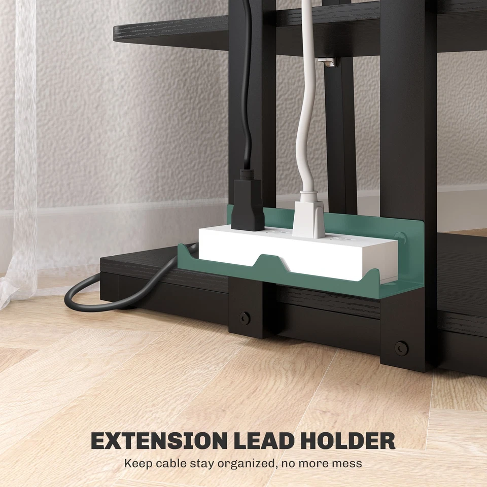 HOMCOM HiFi Rack Stand w/ Power Strip Rack 4-Tier Record Player Stand Black - Image 4 of 4