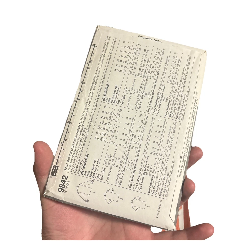 Shirt & Bowtie Size 10 S9842 Uncut Sewing Pattern - Image 2 of 2