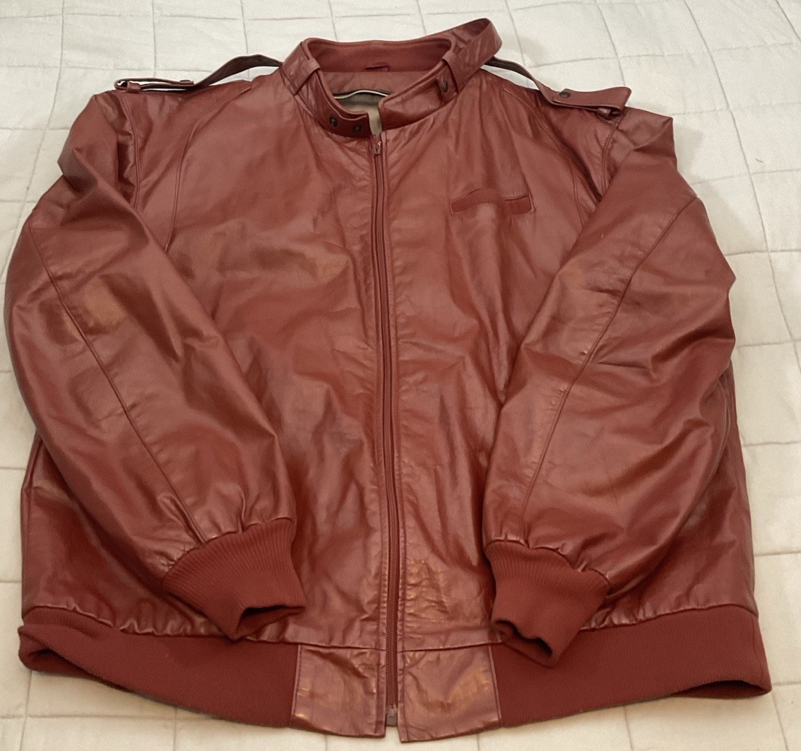 Vintage Red Leather A2 bomber Jacket 80s 90s Medium Men's Size L