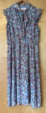 Louche Women's Blue Tulip Dress Size 16 Short Sleeve V-Neck