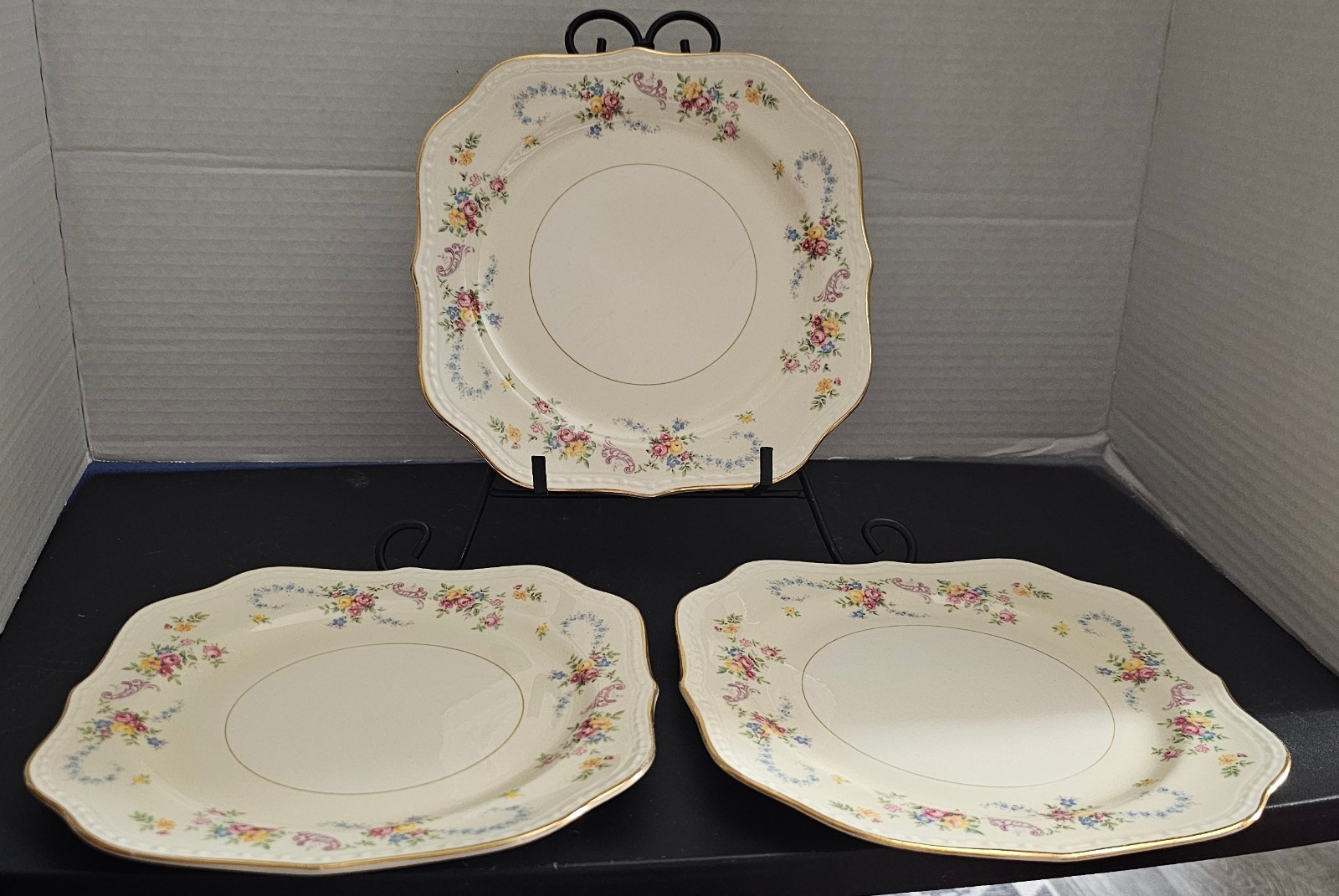 Homer Laughlin Eggshell Georgian Countess Square Salad Plates Set of 3 Rare