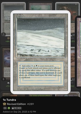 Tundra Revised Edition Rare Blue White Land Wizards Regular #289