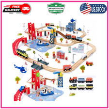 117Pcs Wooden Train Tracks Lot Railway Pieces Set Play for Thomas the Train Brio