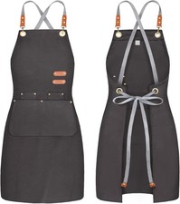 BeLuyi chef apron bib tool apron for man woman cross back straps with 4 pockets