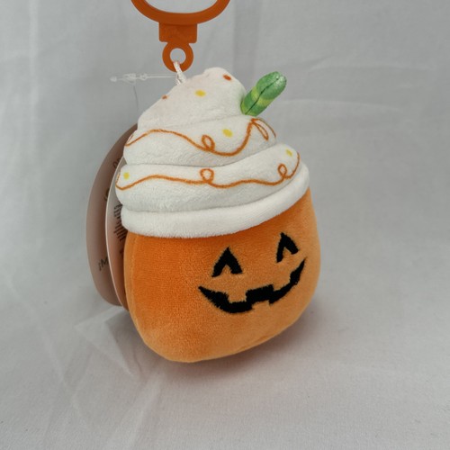 Squishmallow LESTER Halloween Pumpkin Spice Latte Keychain Clip On NEW - Picture 11 of 12