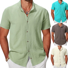 New Men's Guayabera Cuban Beach Wedding Casual Short Sleeve Dress Shirt