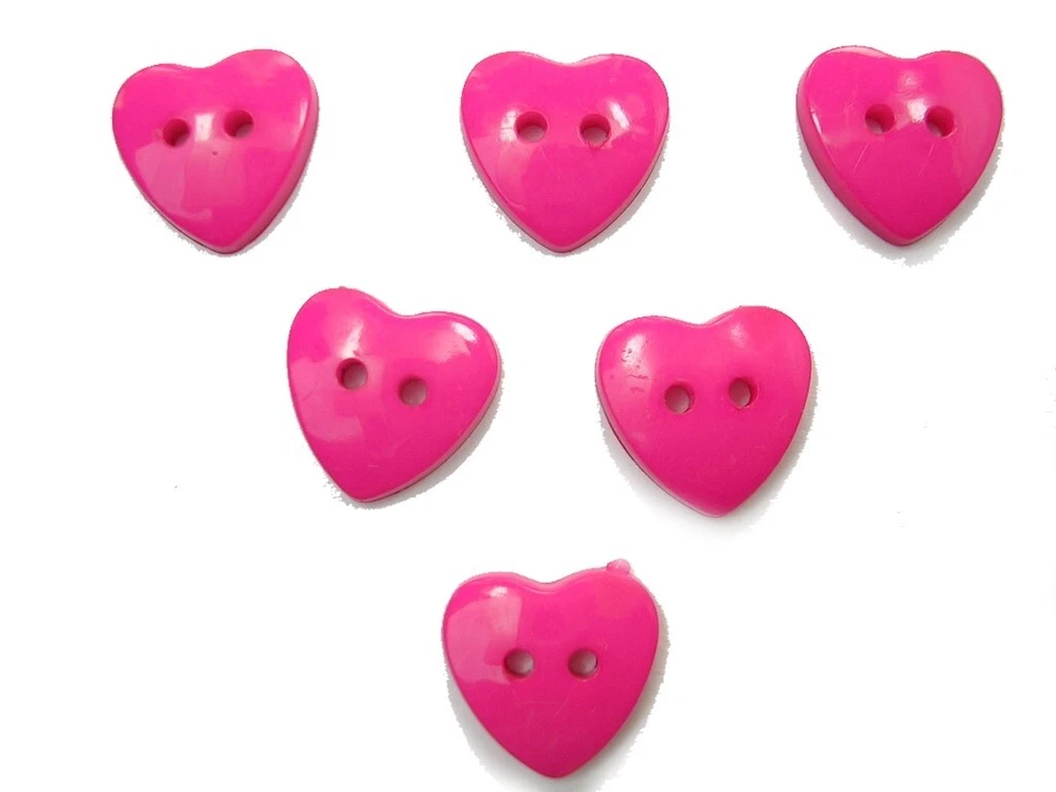 LOT 6 BOUTONS : coeur rose 17*16mm (01) - Photo 1/1
