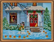 Bead embroidery kit New Year's story needlework kit Art canvas beadwork pattern