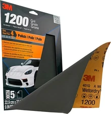3M Wetordry Sandpaper, 32022, 9 in x 11 in, 1200 Grit, 5 sheets per pack