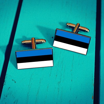 Estonia Flag Cufflinks. Estonian National Flags Gift for him. Wedding Cufflinks.