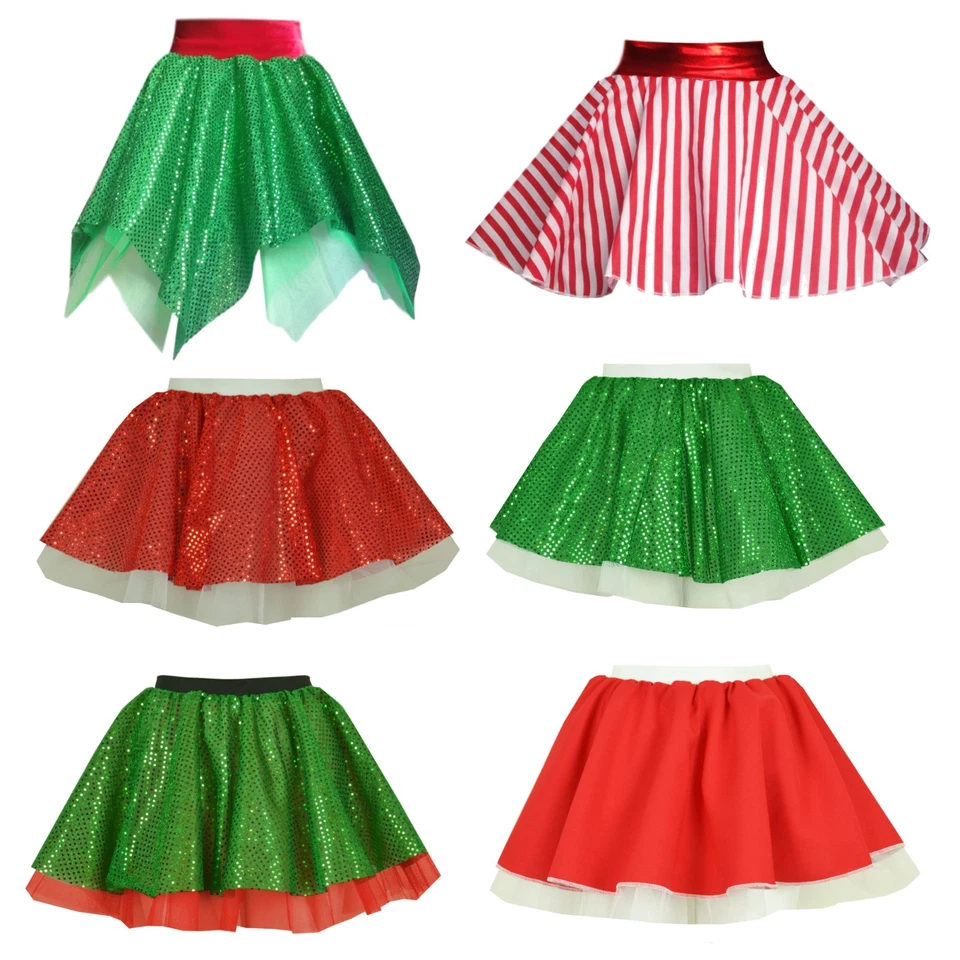 Womens Christmas Skirts Skater Tree, Elf, Decoration Mrs Santa Claus Dance Wear - Image 2 of 4