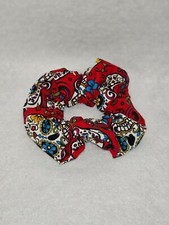 New Women Girls Red Sugar Skulls Scrunchie Single Hair Tie Standard Size