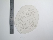 vtg 1960s Tattoo Flash acetate stencil Texas 3d Shield signed TX