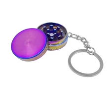 1.2" 2 Part Key Chain Tobacco Crusher Hand Muller Smoke Herbal Grinder Rainbow