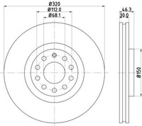 2X Hella 8DD 355 127-591 Bremsscheibe FüR Audi Seat