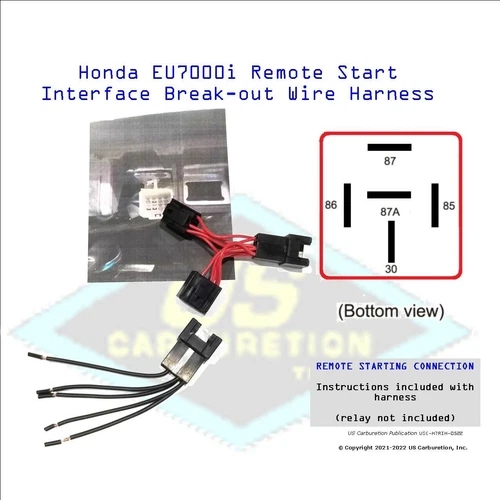 Honda EU7000is Remote Start 8 PIN Interface Break-out Wire Harness