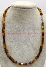 Beautiiful Natural 5x5mm Tiger's Eye Gemstone Cube Beads Jewelry Necklace 18"AAA
