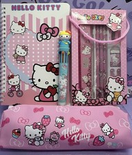 Image of HELLO KITTY Stationary Set Multi Pen Notebook Pencil Case Bundle Pink SANRIO