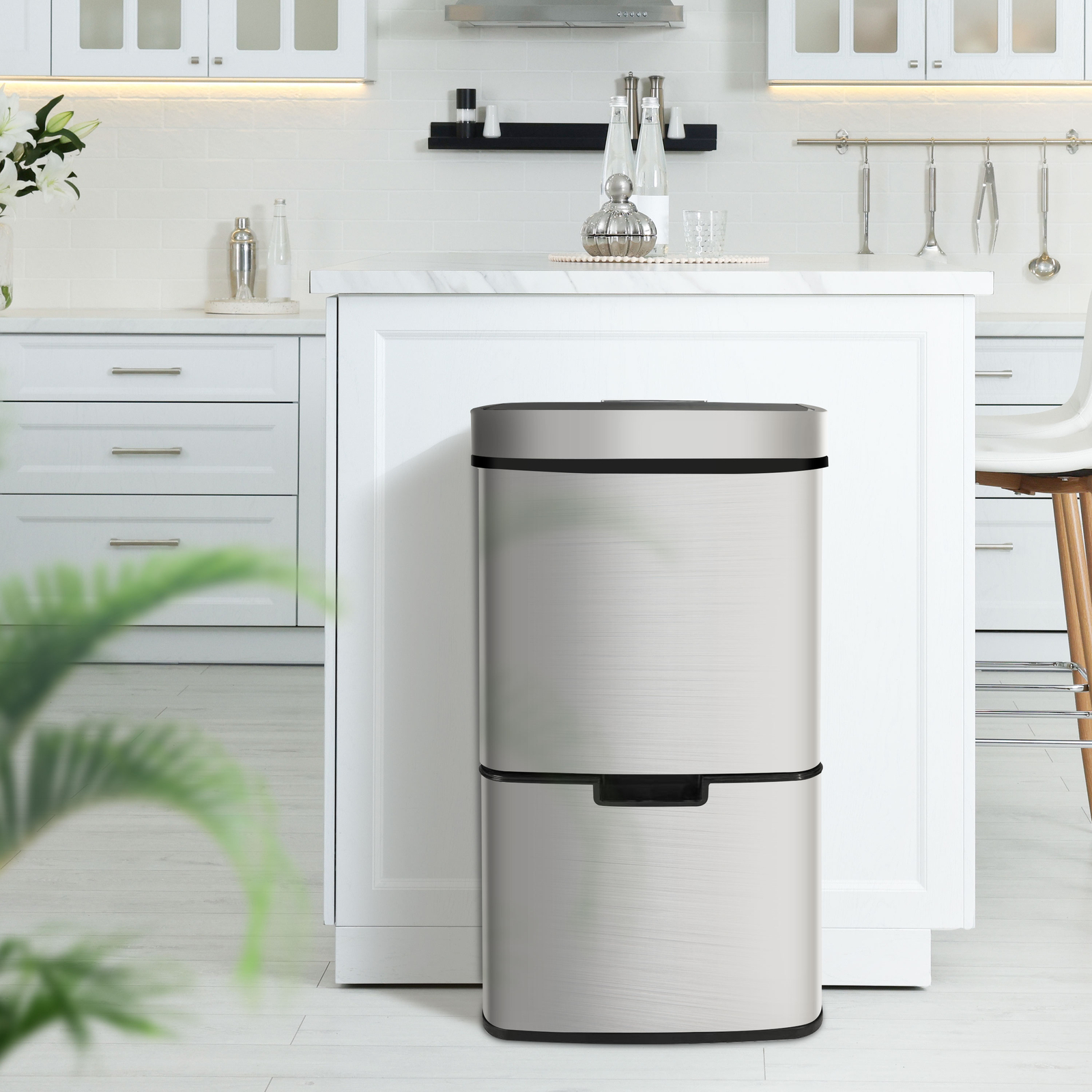 Ribelli 72L Mülleimer mit Sensor - Edelstahl, 4-Fach (500611 