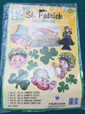 Vintage Beistle St. Patrick's Day Decorama Paper Cutouts 12 Piece Set NIP 1992