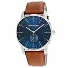 New BOX DAMAGE Wenger Men s 01.1741.103 Urban Classic Blue Dial Brown Leather
