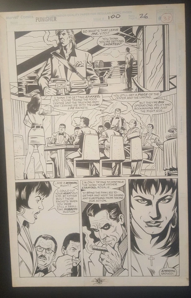 The Punisher Original Comic Book Art page  issue 100 page 33 Chuck Dixon - Image 3 of 3