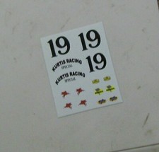 1/32 Eldon YELLOW -Strombecker OFFY slot car Waterslide DECALS 19 KURTIS RAC