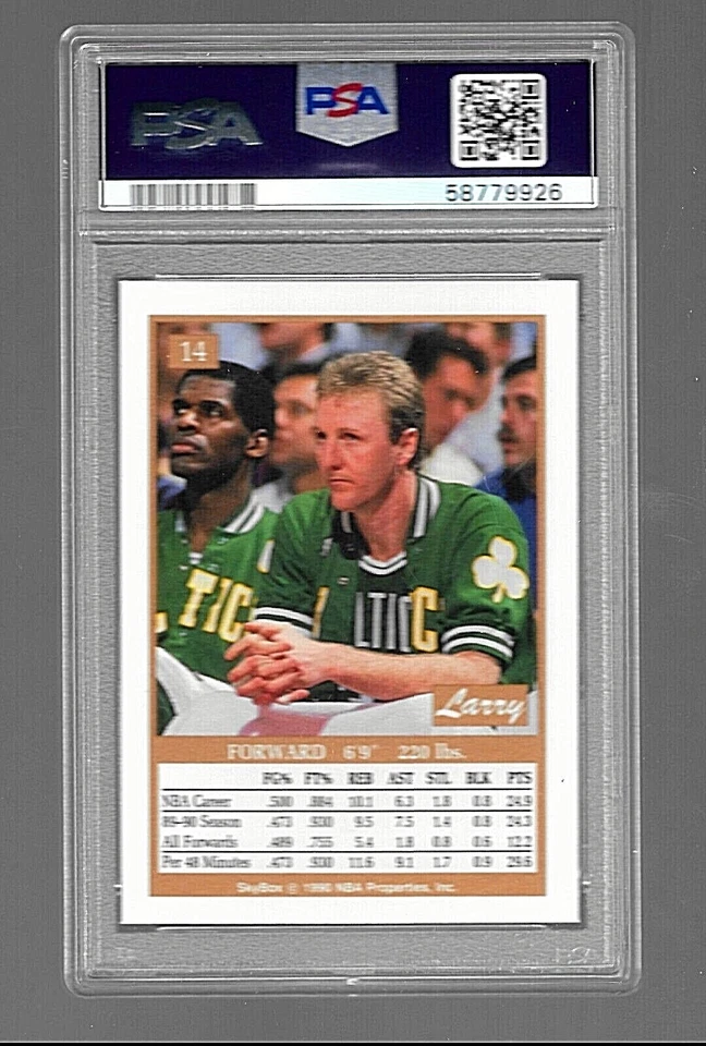 БАСКЕТБОЛЬНАЯ КАРТОЧКА 1990 SKYBOX NO14 HOF LARRY BIRD PSA 10 GEM КАК НОВАЯ BOSTON CELTICS - Изображение 4 из 4