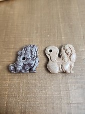 VTG flat plastic dog keychains fob charms brown lot of 2