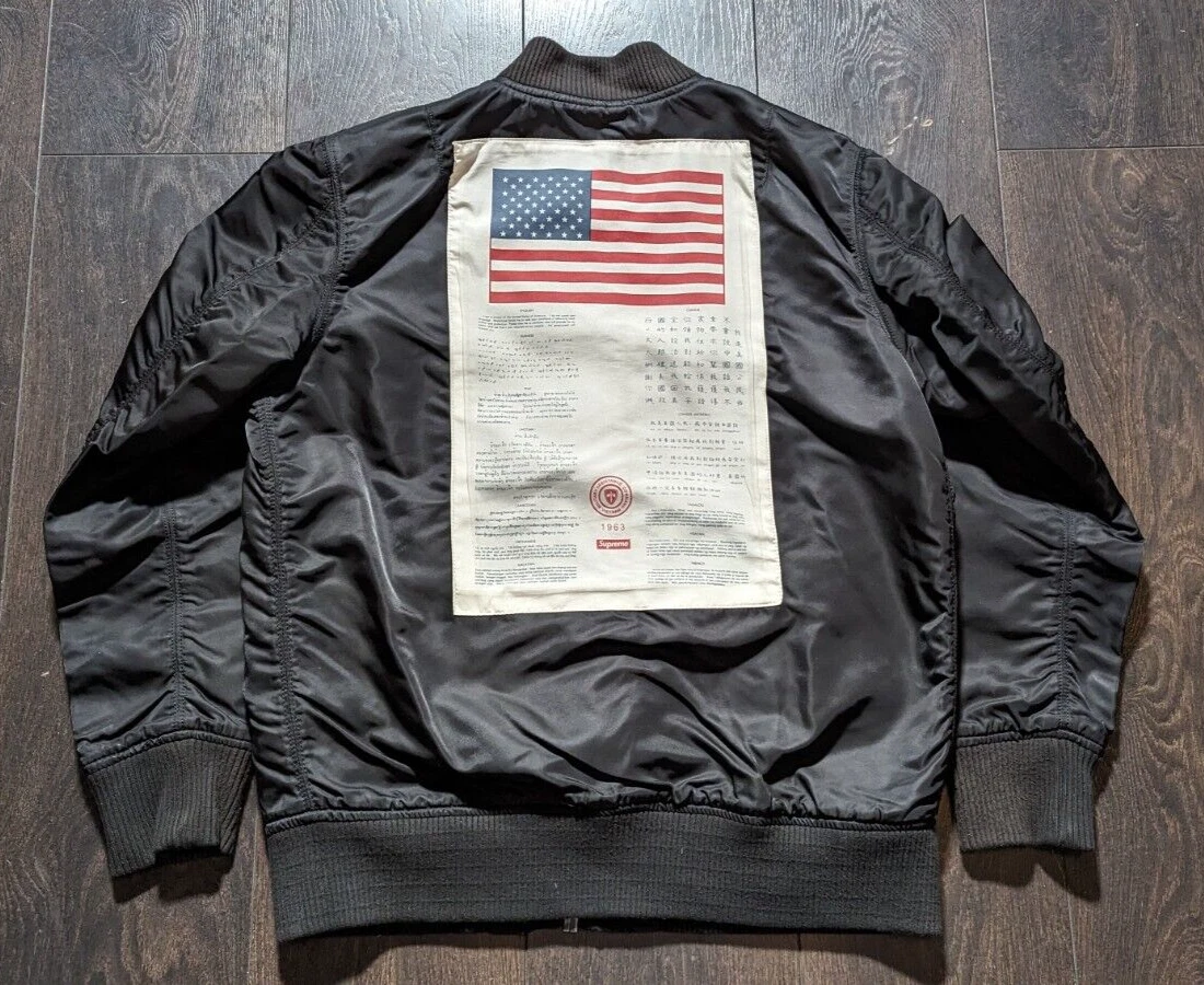 Veste de vol militaire réversible Supreme Blood Chit MA 1 noire petite
