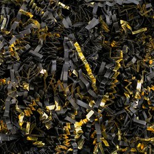 Crinkle Cut Paper Shred Filler 1/2 LB for Gift  Basket Filling - Black  Gold