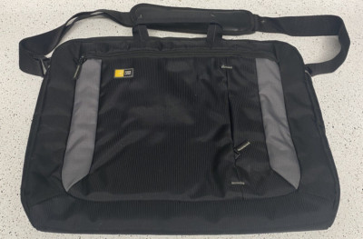 Case Logic Laptop Bag Messenger Shoulder Strap & Handles Black Gray 13'' - 15''
