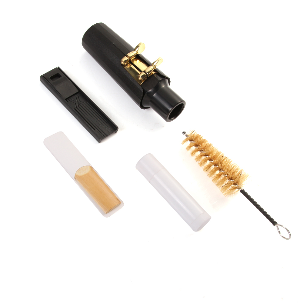 Alto Sax Saxophone Mouthpiece + Cap Cork Grease Buckle Reed Case Cleaning Brush