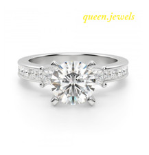 Engagement Wedding Ring 2.78CT Round Cut Lab-Created Diamond 14K White Gold Over