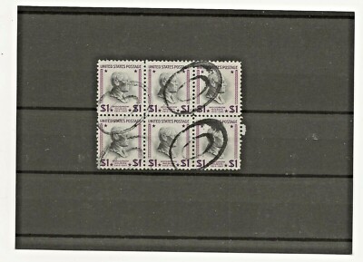 1938 Wilson 6 stamp block O fancy cancel Scott #832