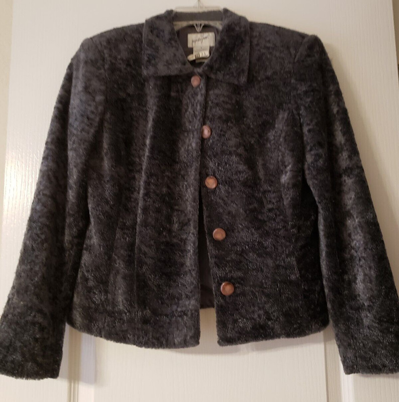 Vintage Jacqueline Ferrar Gray Textured Fully Lined Suit Jacket Size 6 EUC