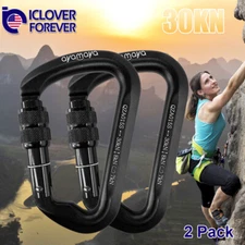 Heavy Duty 30KN Aluminum Locking Carabiner Clip D-Ring Snap Screw Hook Climbing