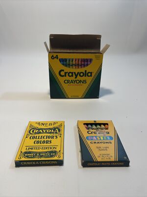 VTG 1990 Crayola Crayons Built In Sharpener Box 64 Binney & Smith Vintage + Free