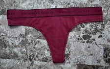 NWT VICTORIA'S SECRET MAROON FUSCHIA THICK LOGO WAISTBAND THONG PANTIES