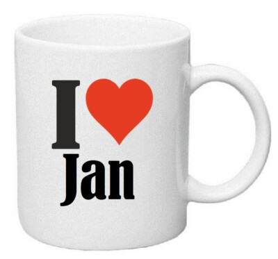 Kaffeetasse I Love Jan Keramik Höhe 9,5cm in Weiß