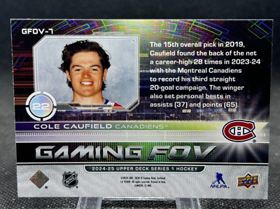 UPPER DECK NHLカード SERIES 1 COLE CAUFIELD CANADIENS #201 送料無料 中古 IT1 2021-22 UD UPPER DECK SERIES 1 YOUNG GUNS #201 COLE CAUFIELD